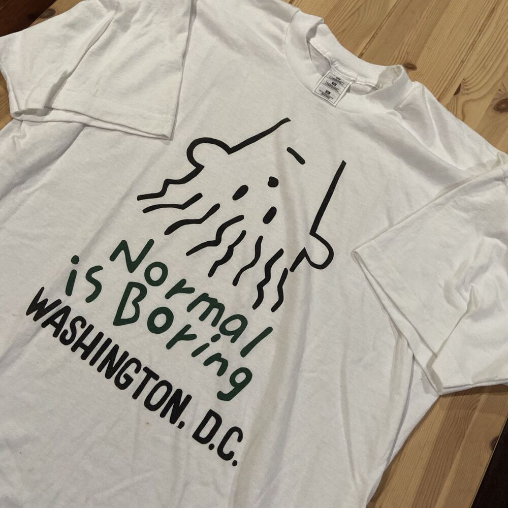 Fido Dido Normal Is Boring Mens Vintage  White Graphic Short Sleeve T Shirt XL
